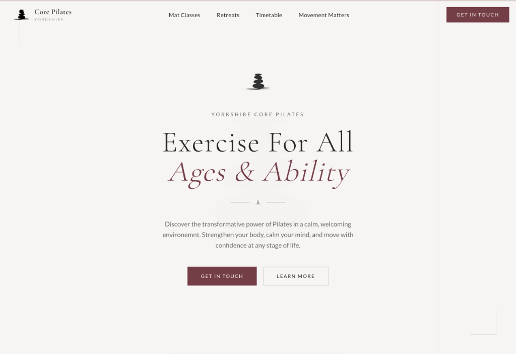 Yorkshire Core Pilates website preview
